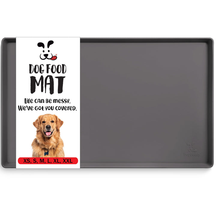 Dog Food Mat – Waterproof Dog Bowl Mat for Food and Water, Silicone Pet Feeding Mats for Floors, Non-Slip Placemat with High Edges for Dogs Bowls, Puppy Essentials (Small: 19x12, Shadow)
