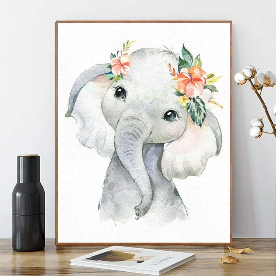 Elephant Paint by Number Kits for Adults Kids Baby Elephant Paint by Numbers DIY Painting Elephant Baby Acrylic Painting Kits Animals DIY Canvas Painting by Number Home Wall Decor 16x20In
