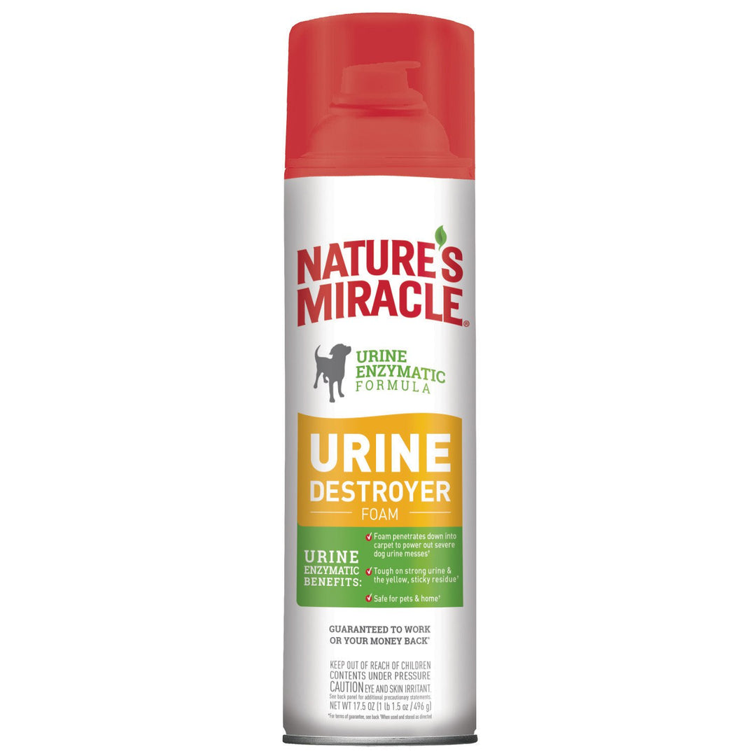 Nature&#39;s Miracle Pet Urine Remover, Urine Destroyer Foam, Penetrates Into Carpet, 17.5 oz Foam Spray