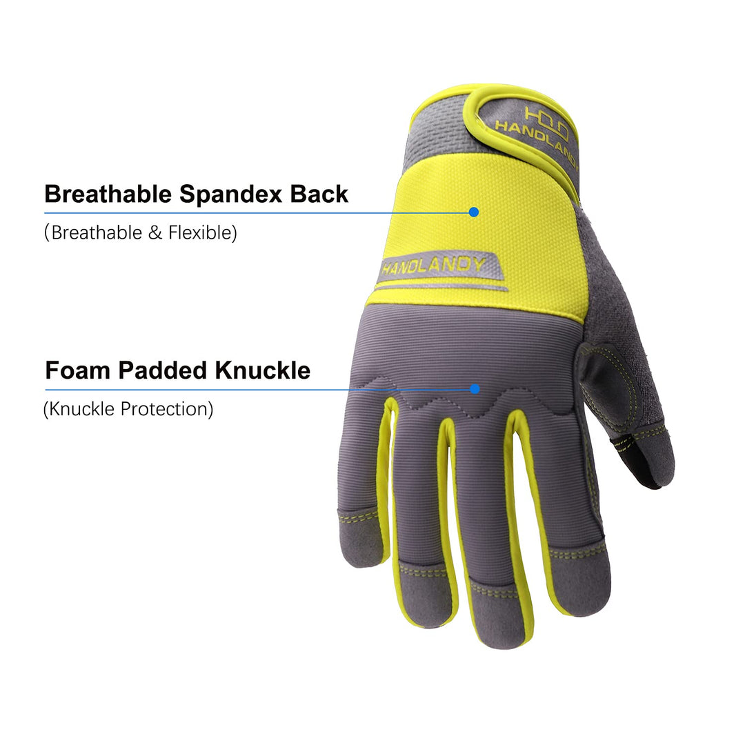 Safety Work Gloves for Men&amp;Women Utility Gloves Mechanic Driver Gardening Gloves Touchscreen (Medium, Yellow)