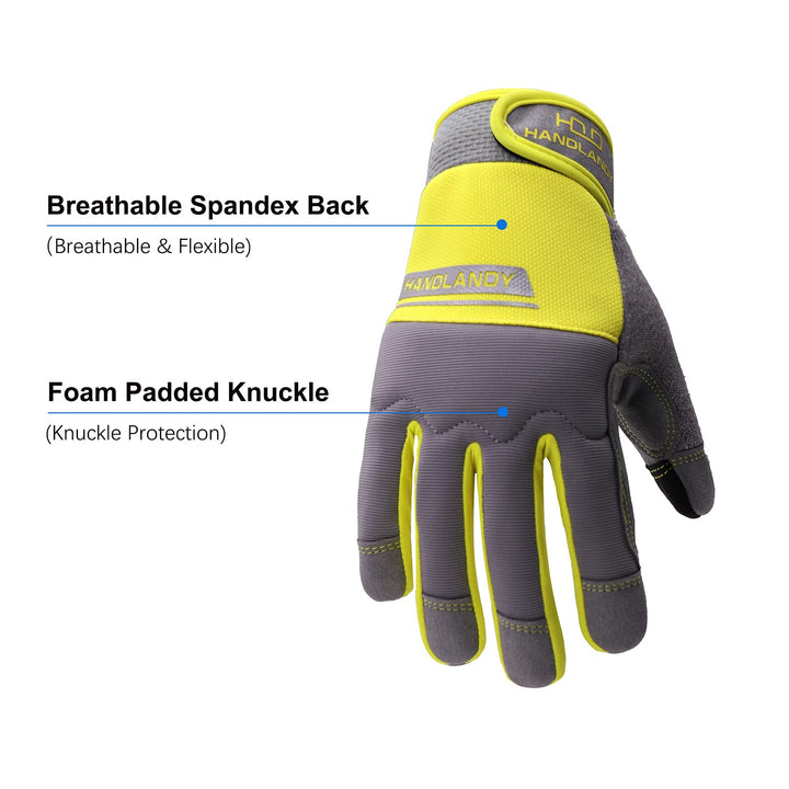 Safety Work Gloves for Men&amp;Women Utility Gloves Mechanic Driver Gardening Gloves Touchscreen (Medium, Yellow)