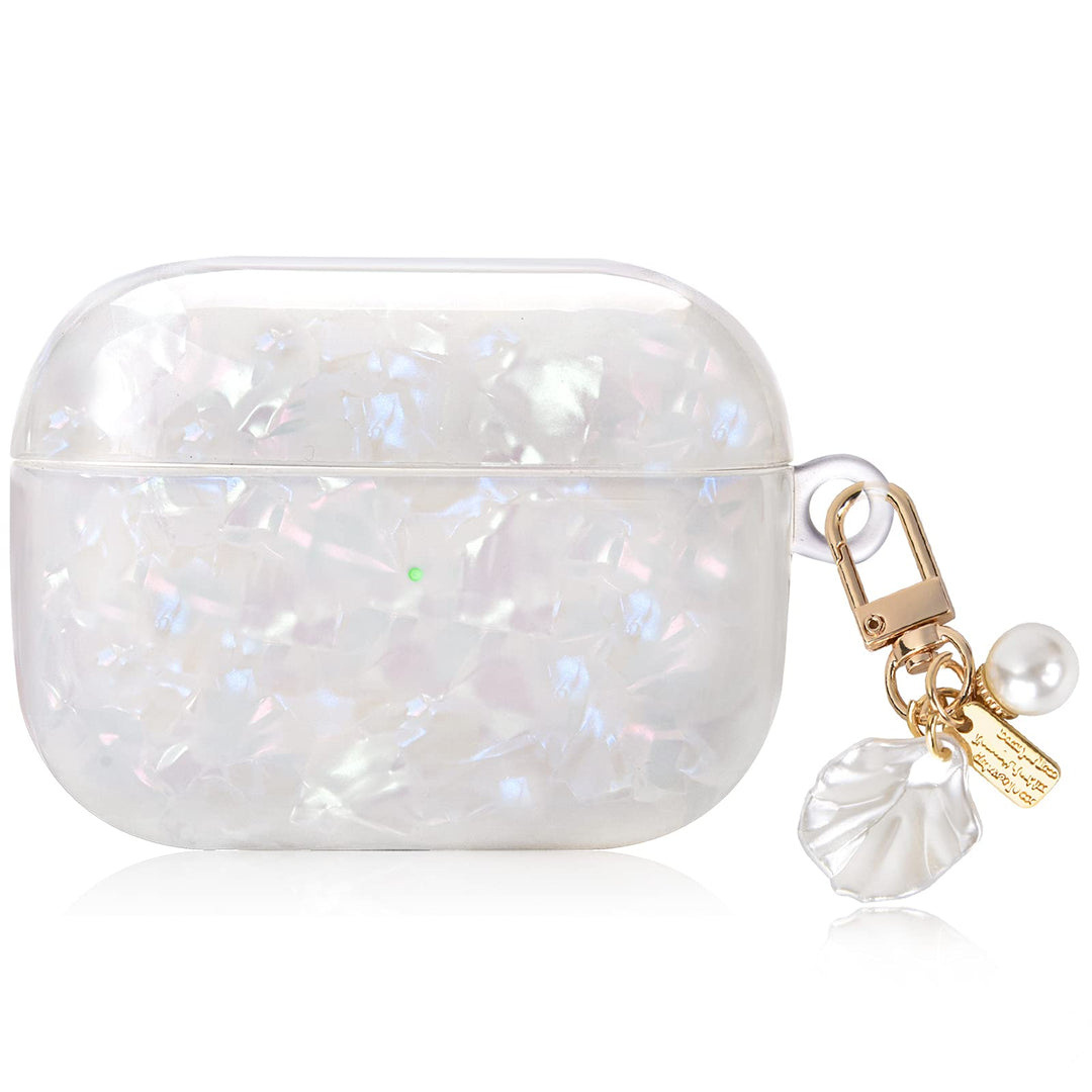Luxury AirPods 3 Case with Shell Pearl Keychain Bling M