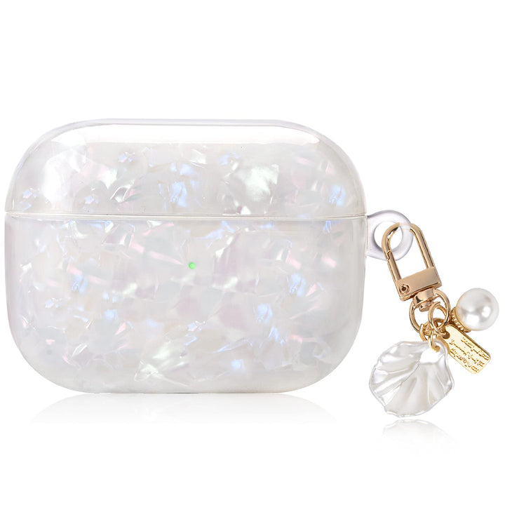 Luxury AirPods 3 Case with Shell Pearl Keychain Bling M