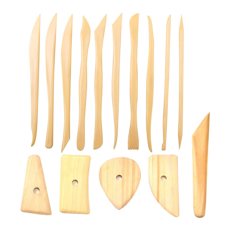 Clay Modeling Tool Set,Potters Rib,15pcs Wooden Clay Modeling Tool Set with Potters Rib Tool Pottery Clay Sculpting Tools Kit for Ceramics Carving Modeling