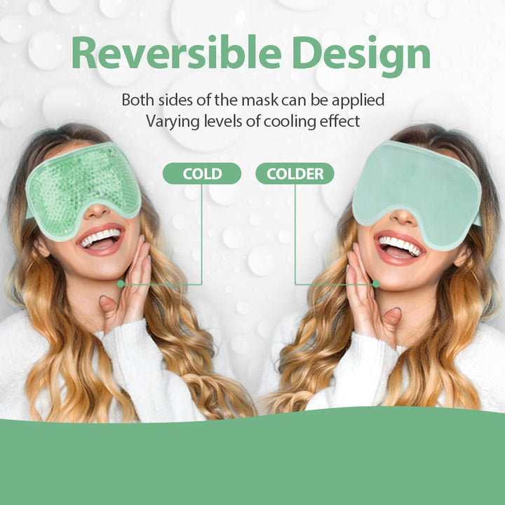 Green: Cold Eye Mask Gel Bead Cooling Eye Mask For Puffy Eyes, Headache, Migraine, Relaxation, Reusable Plush Eye Ice Pack For Hot Cold Therapy Newgo (Green)
