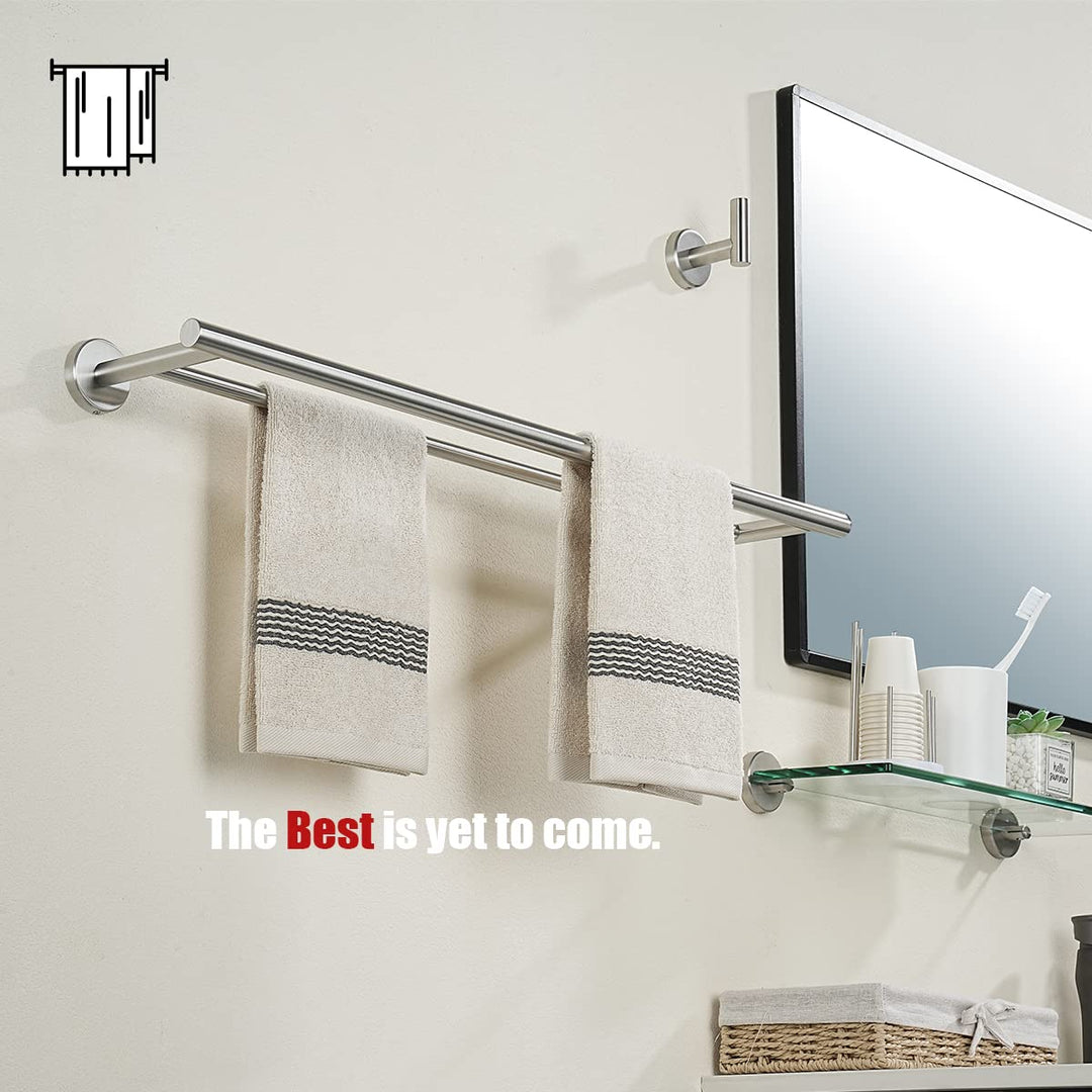 Double Towel Bar, 24 Inch 304 Stainless Steel Thicken 0.8mm Bath Towel Rack for Bathroom, Towel Holder Brushed Wall Mount, Total Length 27.16 Inch, TB100L24-BN