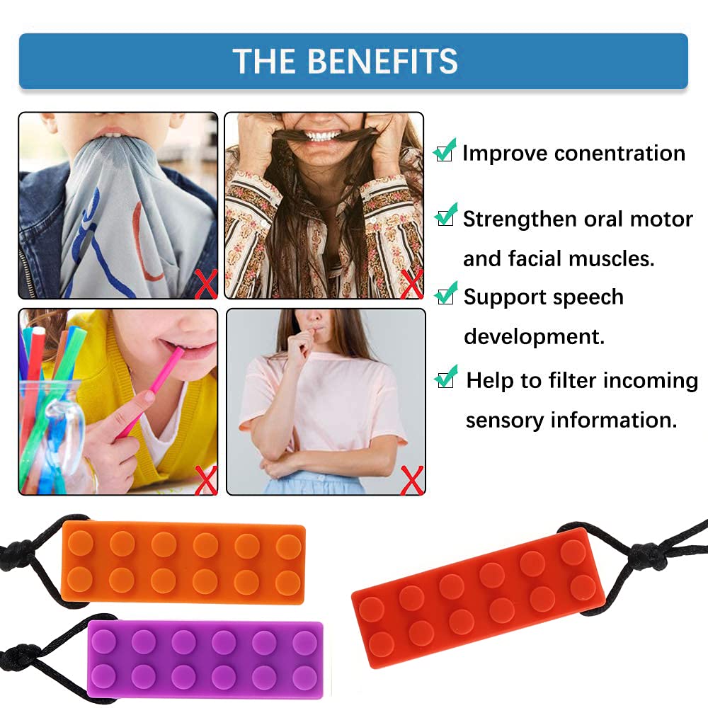 Chew Necklaces for Sensory Kids, 6 Pack Silicone Chewy 