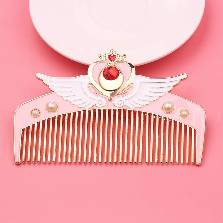 Christmas Gift Sailor Moon Makeup Comb Hair Brush Girls Hairbrush Hair Comb Girls Hairdresser (Red Heart)