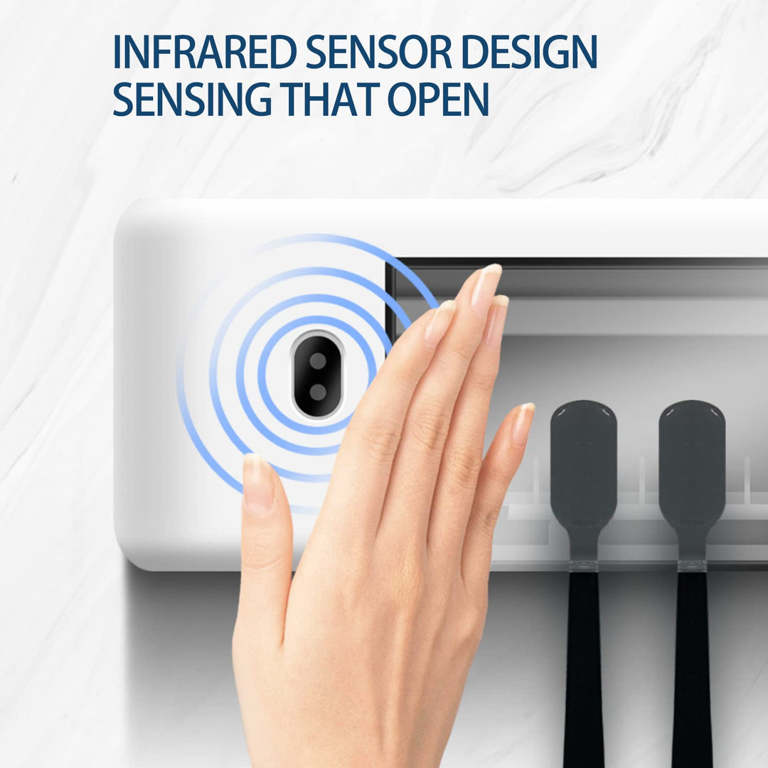 Toothbrush Holder Wall Mount, Smart Infrared Auto Sensing Bathroom Accessories, Electric Toothpaste Dispenser Squeeze Wall Mounted Toothbrush Holders for Bathrooms for Adults and Kids (White)