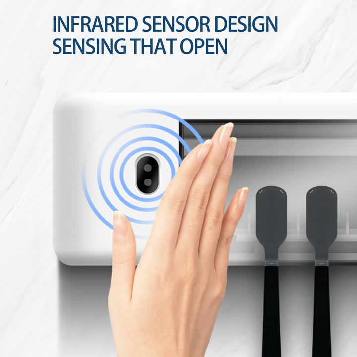 Toothbrush Holder Wall Mount, Smart Infrared Auto Sensing Bathroom Accessories, Electric Toothpaste Dispenser Squeeze Wall Mounted Toothbrush Holders for Bathrooms for Adults and Kids (White)