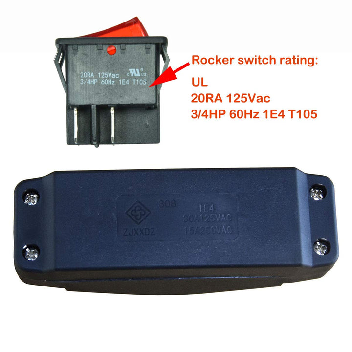 20A Heavy Duty Inline Cord Switch,Large Current in-Line On/Off Rocker Switch with Red Led