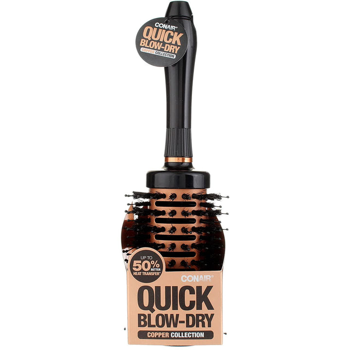 Quick Blow-Dry Pro Vented Porcupine Half Round Brush Black