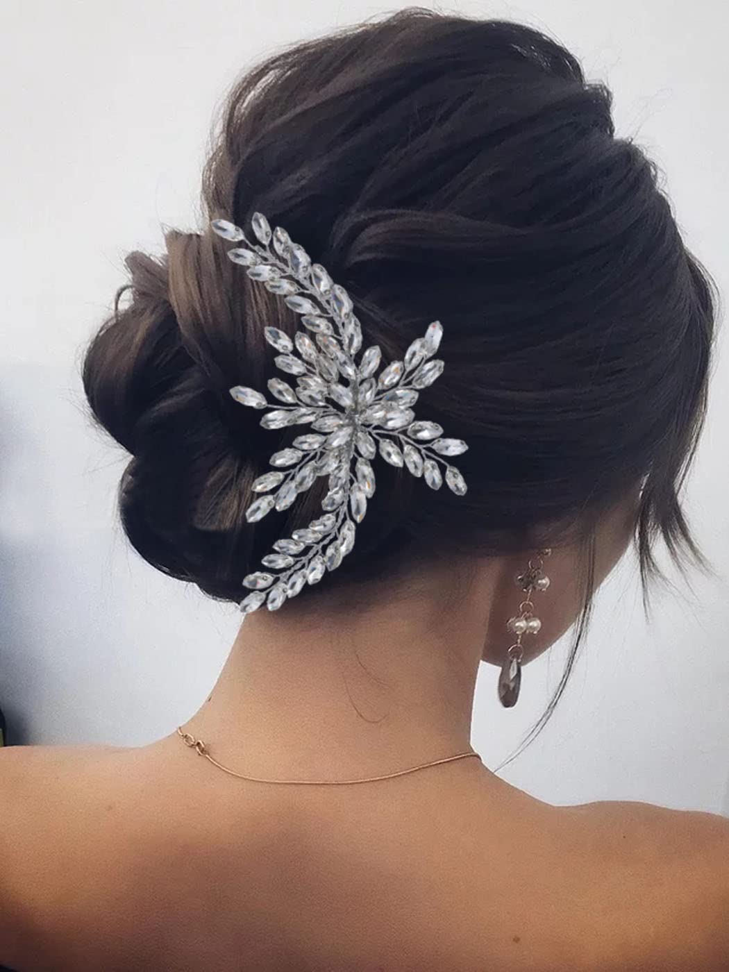 Wedding Hair Comb Rhinestones Bridal Hair Side Comb Accessories Headdress for Bride and Bridesmaid (Silver)