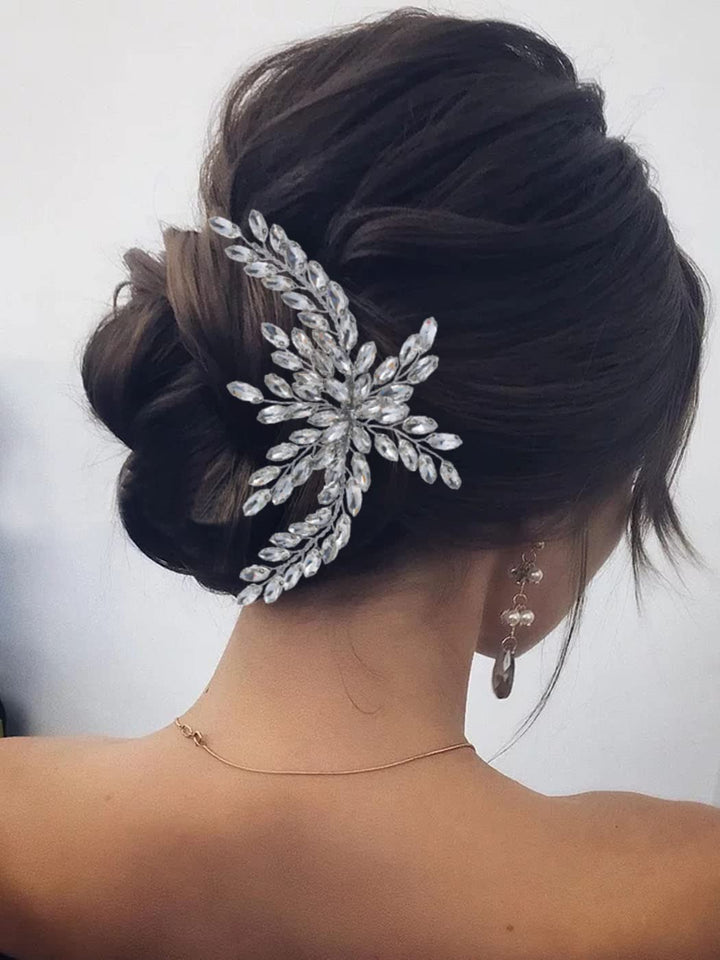 Wedding Hair Comb Rhinestones Bridal Hair Side Comb Accessories Headdress for Bride and Bridesmaid (Silver)