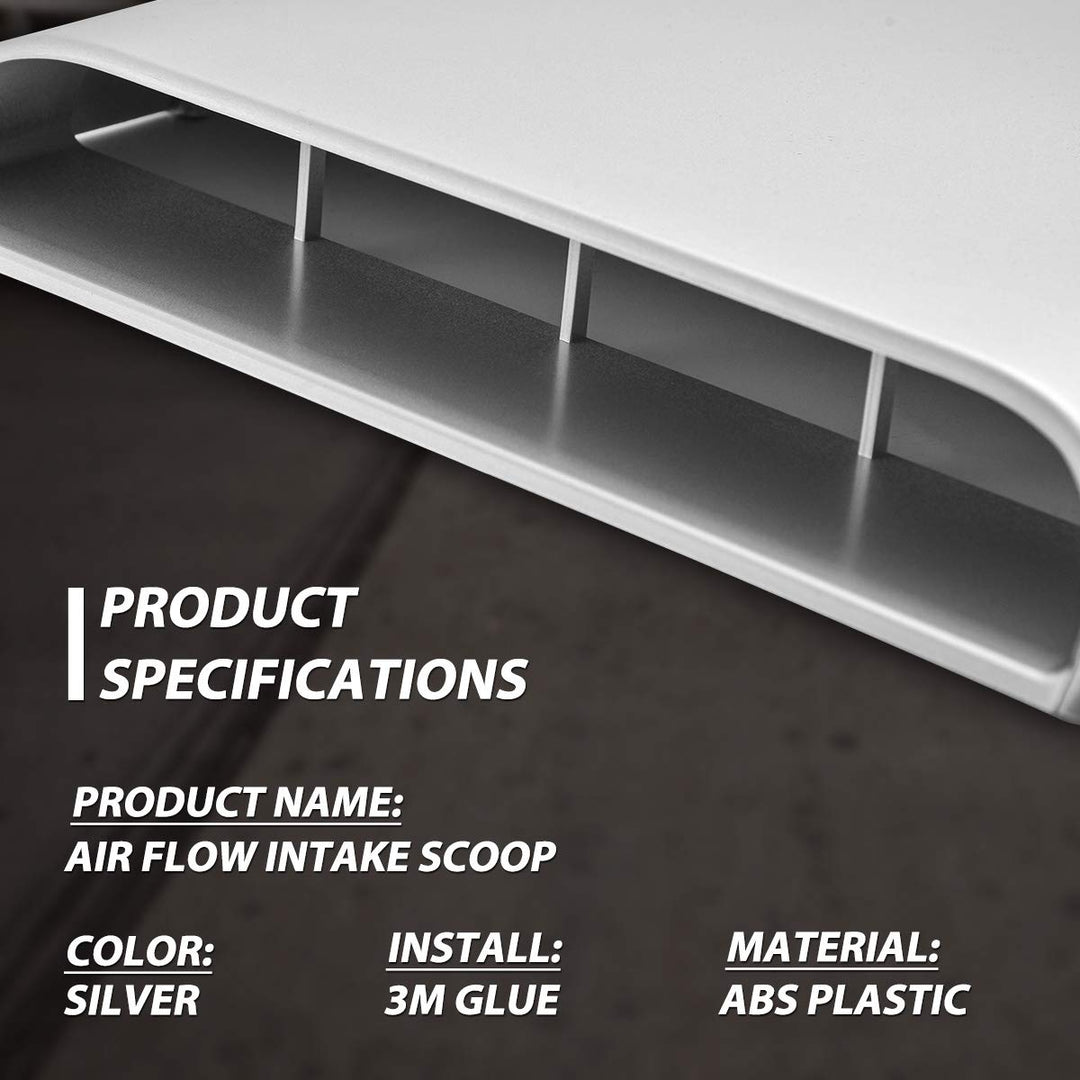 KaTur Universal Car Decorative Air Flow Intake Hood Scoop Vent Turbo Bonnet Cover Gray