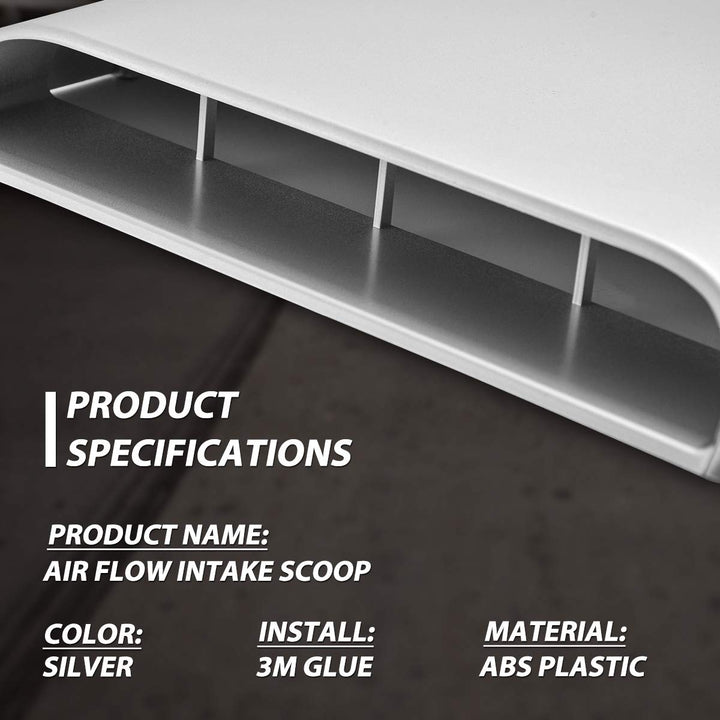 KaTur Universal Car Decorative Air Flow Intake Hood Scoop Vent Turbo Bonnet Cover Gray