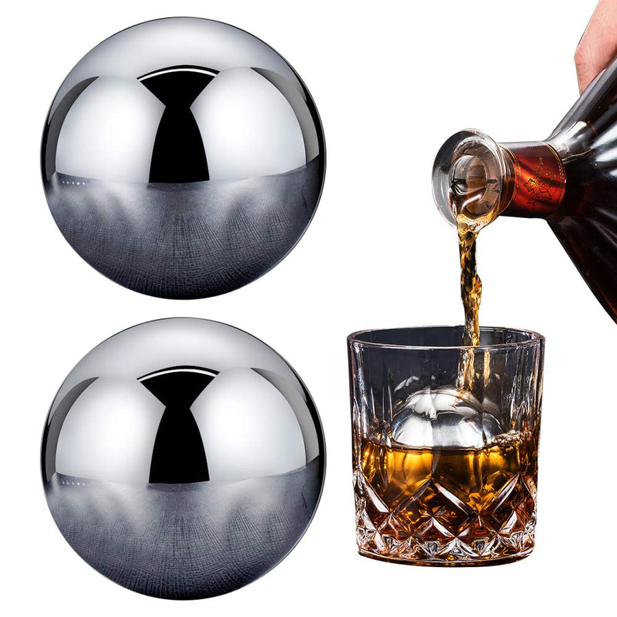 Whiskey Stones 2 Pcs Reusable Metal Ice Cube Large Stai