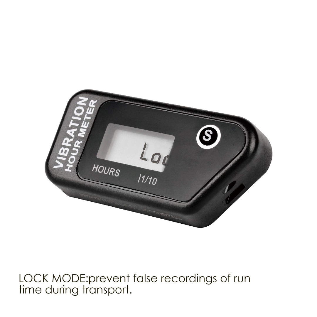 Wireless RE-SETTABLE Vibration Waterproof Hour Meter for Generator Outboard Motor Dirtbike Compressor Lawn Mower Motorcycle Chainsaw (Black, HM016B)