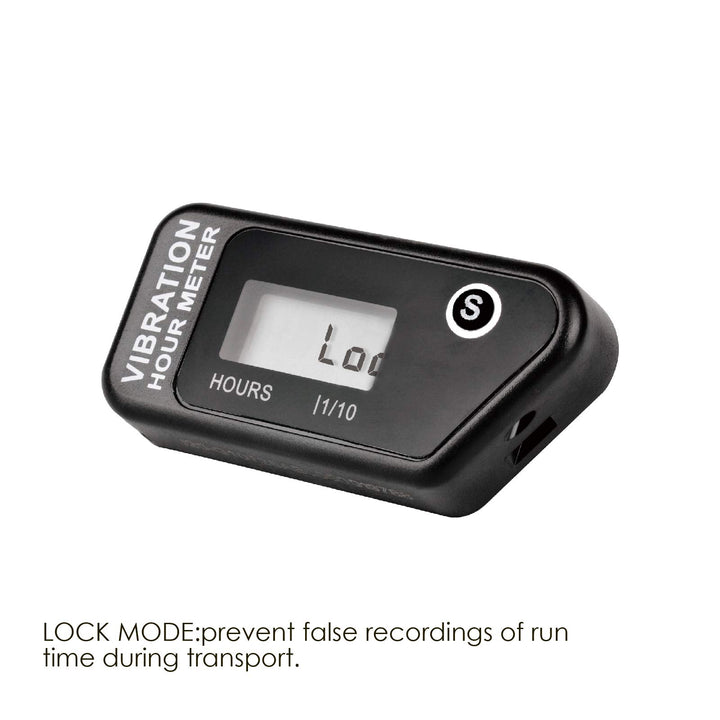 Wireless RE-SETTABLE Vibration Waterproof Hour Meter for Generator Outboard Motor Dirtbike Compressor Lawn Mower Motorcycle Chainsaw (Black, HM016B)