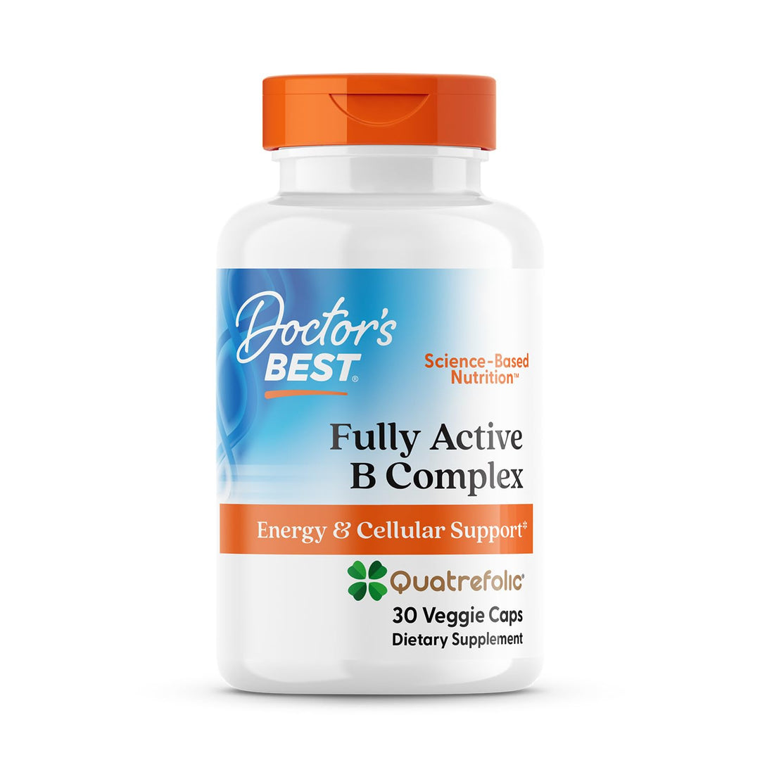 Doctors Best Fully Active B Complex, Energy &amp; Cellular Support, Non-GMO, Gluten Free, Soy Free, Vegan 30 Veggie Caps