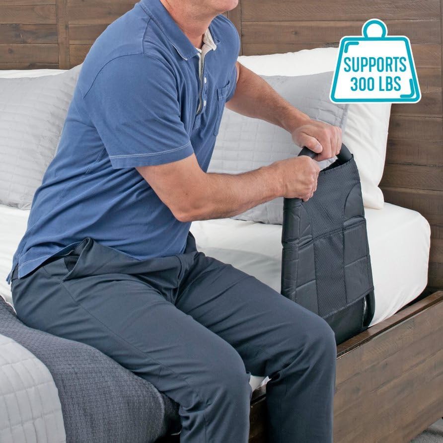 Able Life Bedside Mighty Rail, Travel Bed Rail and Assist Bar for Seniors with Organizer Pouch