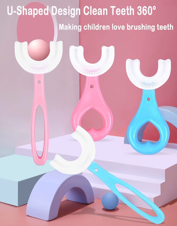 2 Pack Kids U-Shaped Toothbrush, Manual Training Tooth 