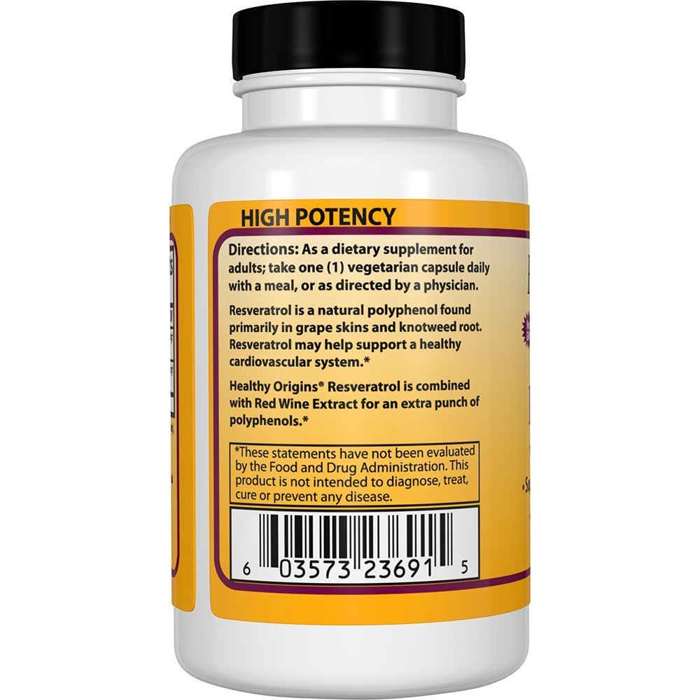 Heathy Origins Fermented Resveratrol (Non-GMO, 98% Tran