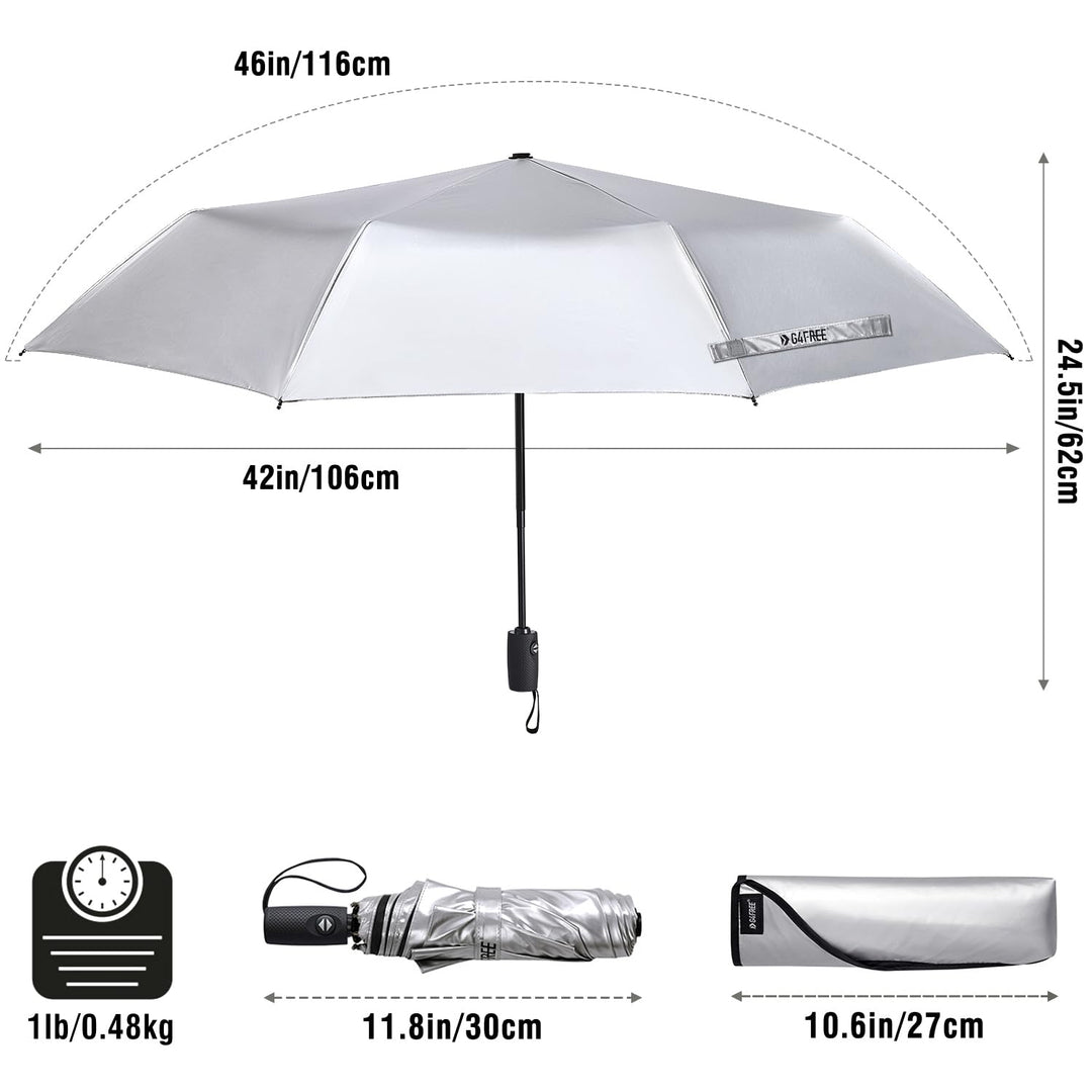 UPF 50+ UV Protection Large Travel Umbrella 42/46 Inch Auto Open Close Windproof Sun Blocking Umbrella
