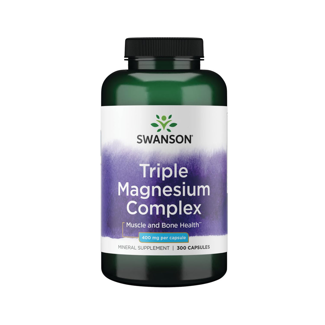 Swanson Triple Magnesium Complex - Mineral Supplement - Natural Support - Featuring Citrate, Oxide & Aspartate - (300 Capsules, 400mg Each)