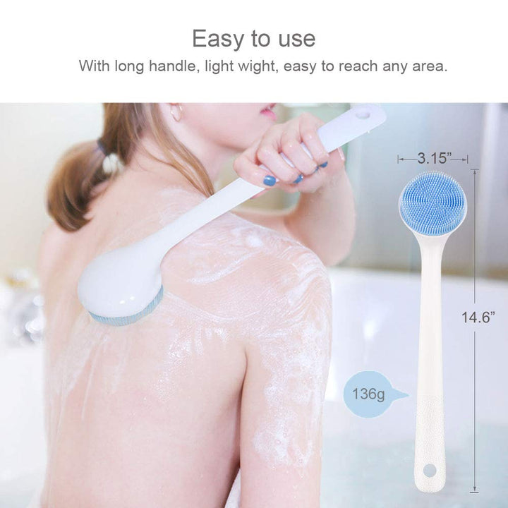 Silicone Body Scrubber with Soft Bristles, Back Brush L