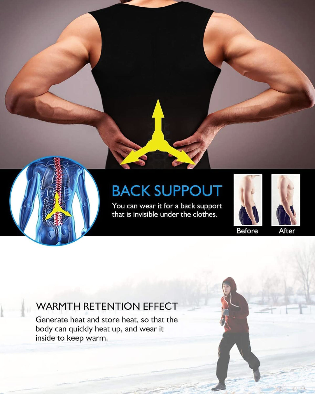 Men Sauna Vest Hot Sweat Waist Trainer Corset Neoprene Tank Top Shapewear Slimming Shirt Workout Suit