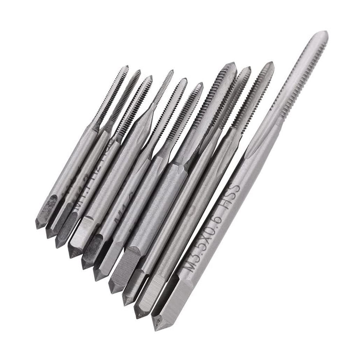 Eyech 10pc Micro Taps Bits Metric Tap Set Mini Machine Screw Drill Tap Set Micro Machine Tap Set Straight Flute M1 to M3.5 Thread Screw Tap Tool for Clocks and Watches Tapping