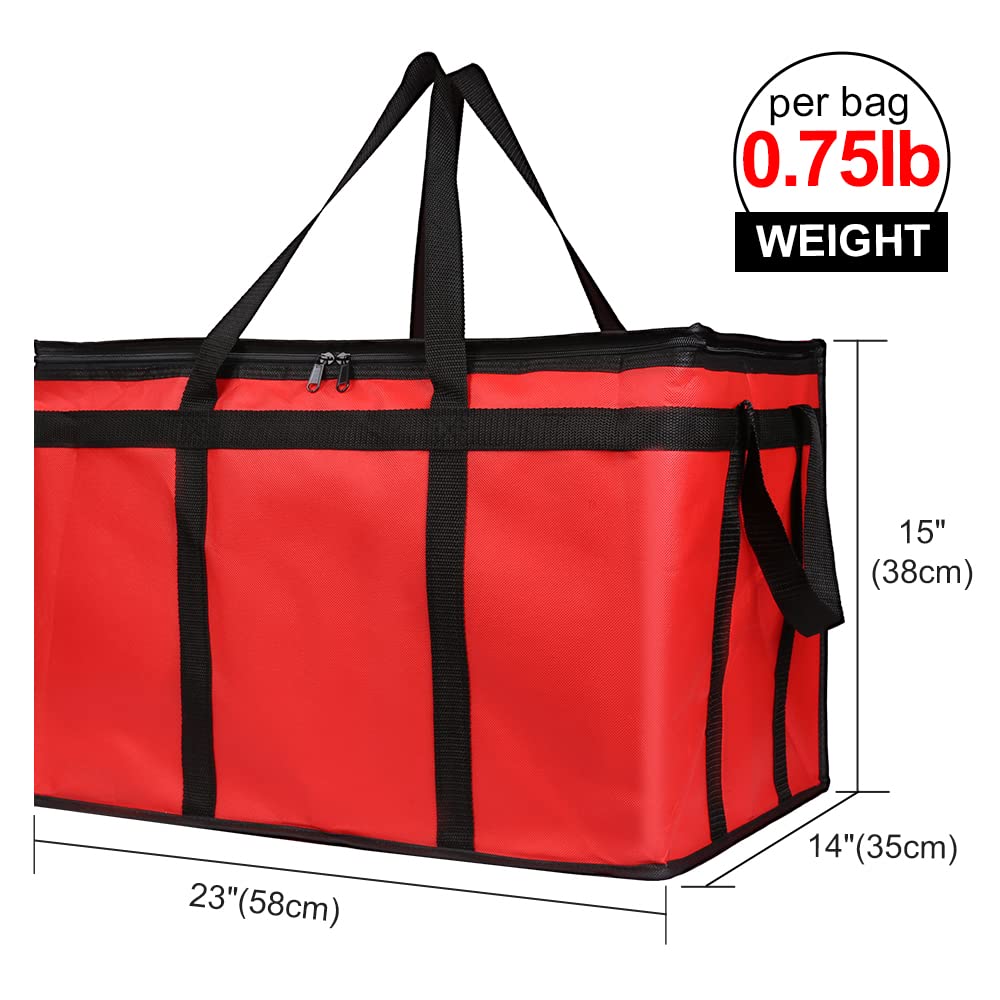Insulated Food Delivery Bag for Pizza Delivery, Grocery- Cooler Bag, Food Warmers for Parties, Catering Supplies for Doordash, Thermal Bags for Cold and Hot Food Carrier (Red, XXX-Large, 1-Pack