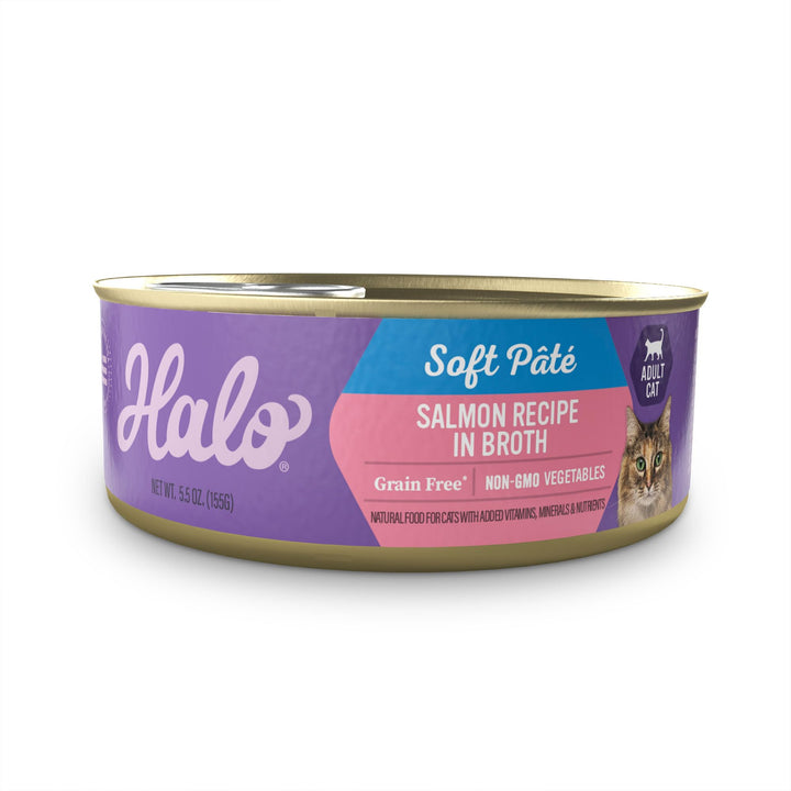 Wet Cat Food Whole Salmon Stew Recipe, Grain Free Wet Cat Pate, Canned Cat Food for Extra Hydration, 5.5 Oz Can (Pack of 12)