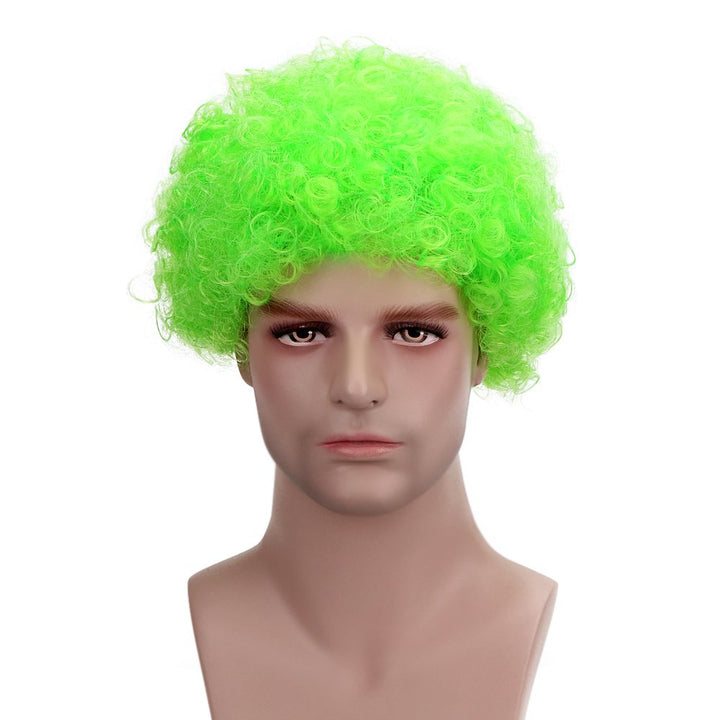 Green: Funny Curly Afro Wig World Cup Football Fan Cosplay Wig Humor Clown Wig 6 Color (Green)
