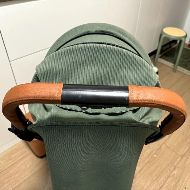 MINILUJIA One Pair Soft Smooth Leather Bumper Handlebar Sleeve Protect Case for Baby Stroller Dustproof Protect Cover with Zipper Close
