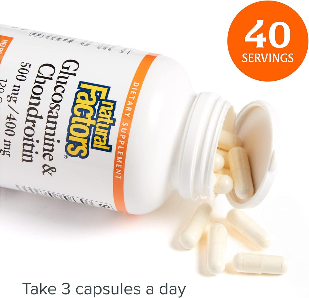 Natural Factors, Glucosamine & Chondroitin, Supports Healthy Joints and Connective Tissue, 120 Capsules