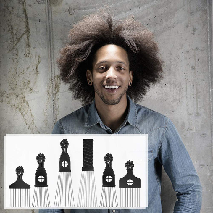 Afro Pick 6 Pack Metal African American Afro Hair Comb 