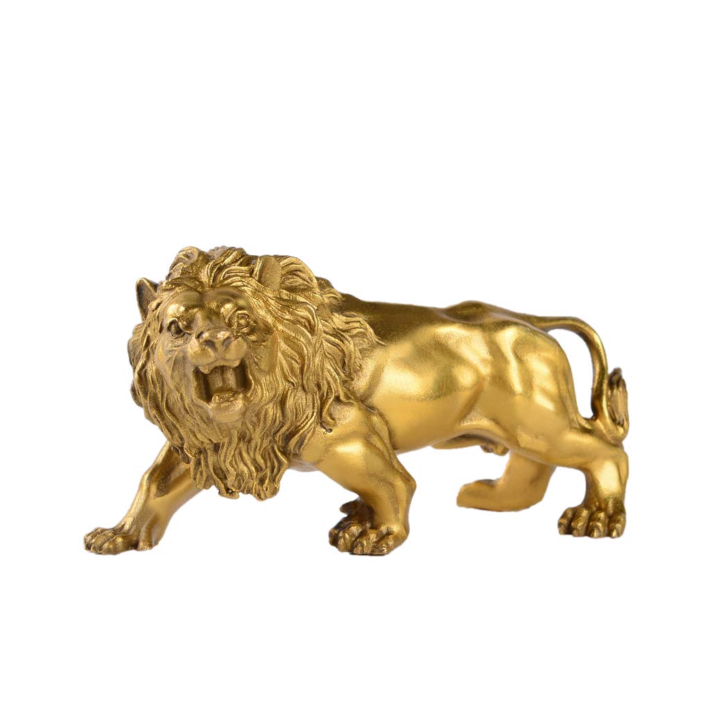 Chinese Fengshui Handmade Brass Magical and Noble Lion Statue Home Decor Housewarming Gift (jinshizi)