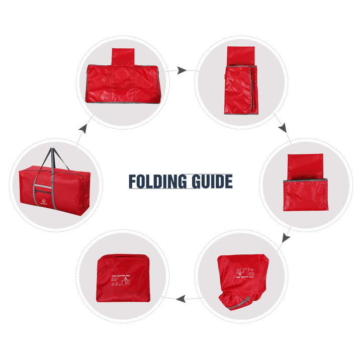 Foldable Extra Large Duffle Bag 100L/31 Inch, Lightweight Travel Duffel Bag with Adjustable Strap for Men Women,Red