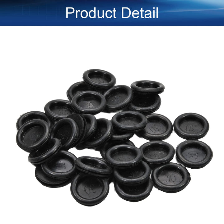 30Pcs Rubber Grommets, 30mm/1.18 Mounting Dia Flexible Wire Protector Hole Plugs, Rubber Grommet Kit Rubber Plugs for Holes, Firewall Plug Grommet, Wiring Cable, Single Sided Coil/Black
