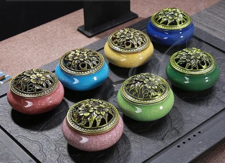 Incense Burner, Incense Holder for Sticks or Cone, Coil Incense, Incense Burner for Frankincense, Sage Cones and Palo Santo (Dark Green)
