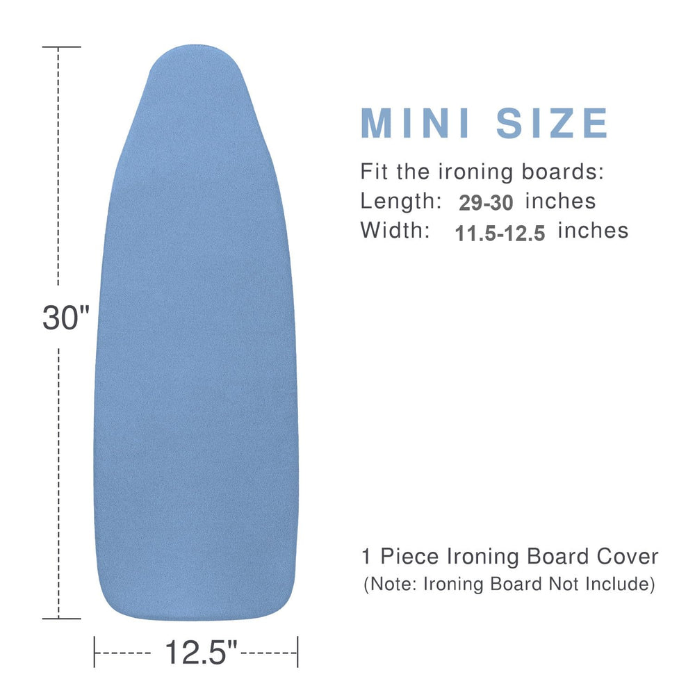 Small Ironing Board Cover and Pad 12.5 x 30, Elastic Edge, Silicone Coated, Resist Scorching, Heavy Duty Padded Cover for Mini Table Top Iron Board (Silicone Coating-Blue, 12 x 30)