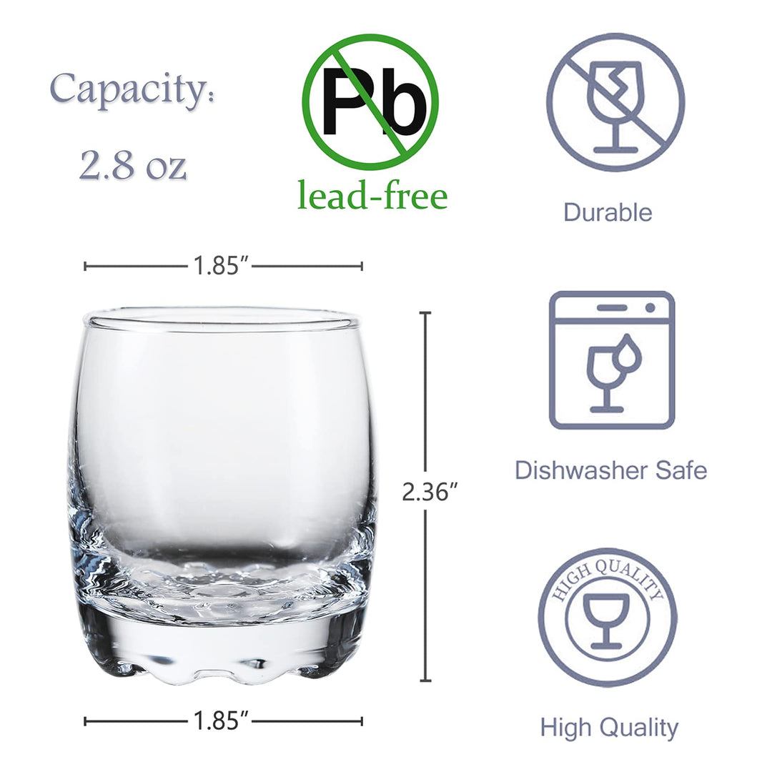 Shot Glasses, 2.8oz Heavy Base Shot Glass Set, Clear Shot Glasses Set of 6/Tequila Shot Whiskey Shot Glass espresso liquor