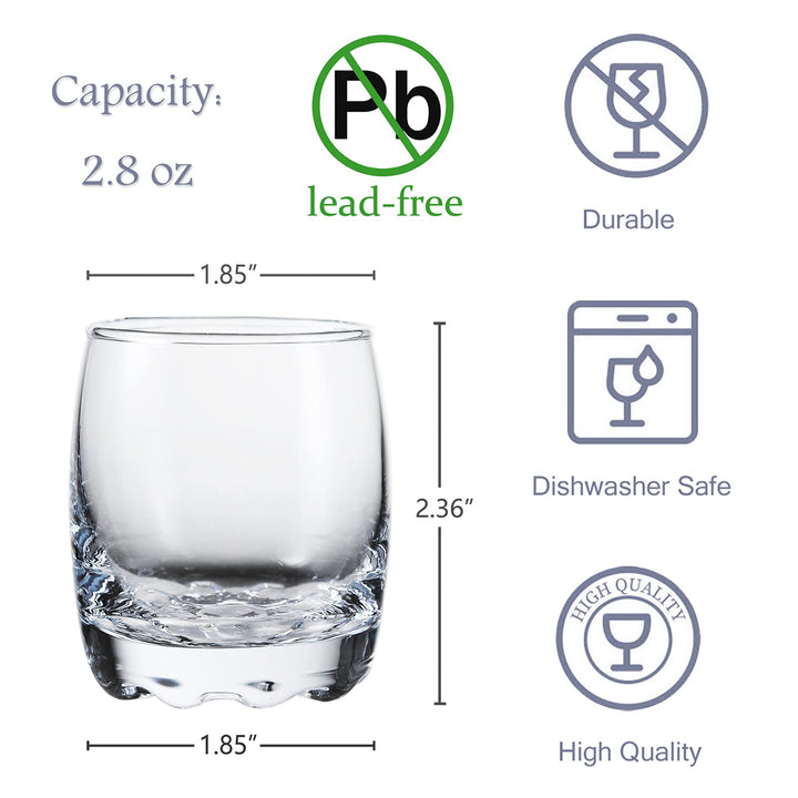 Shot Glasses, 2.8oz Heavy Base Shot Glass Set, Clear Shot Glasses Set of 6/Tequila Shot Whiskey Shot Glass espresso liquor