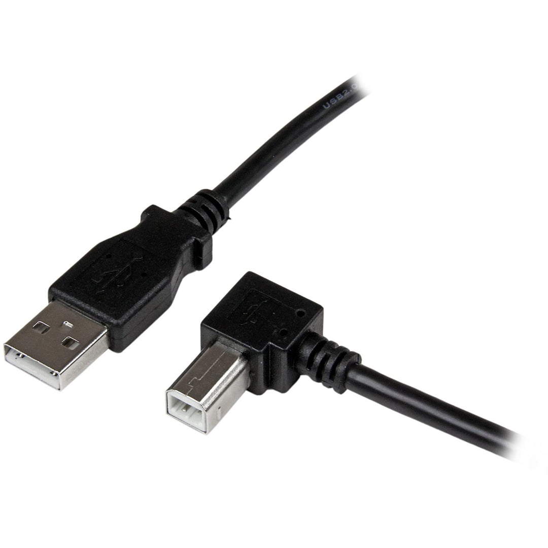 3m USB 2.0 A to Right Angle B Cable Cord - 3 m USB Printer Cable - Right Angle USB B Cable - 1x USB A (M), 1x USB B (M) (USBAB3MR) Black