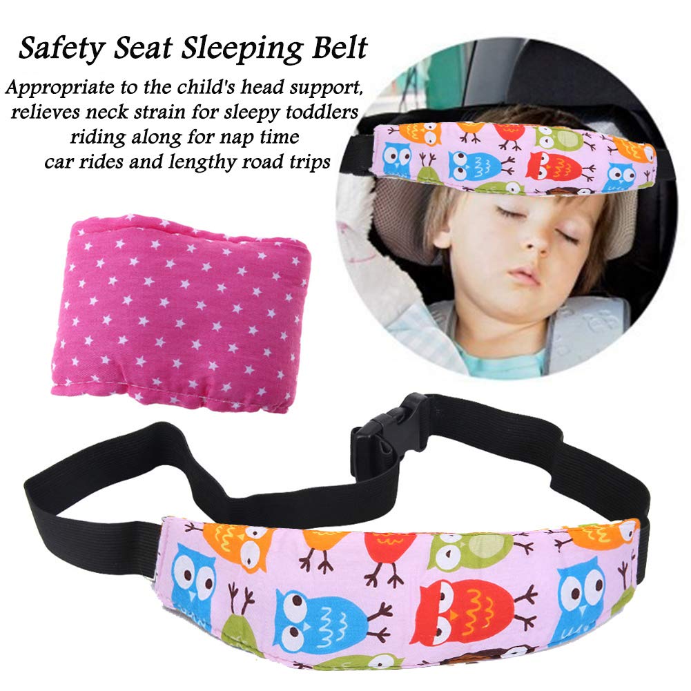 2 Pcs Baby Car Seat Neck Relief and Head Support,Silence Shopping Car Seat Head Band Strap Headrest,Stroller Car Seat Sleeping Head Support for Toddler Child Children Kids Infant Christmas (Pink)