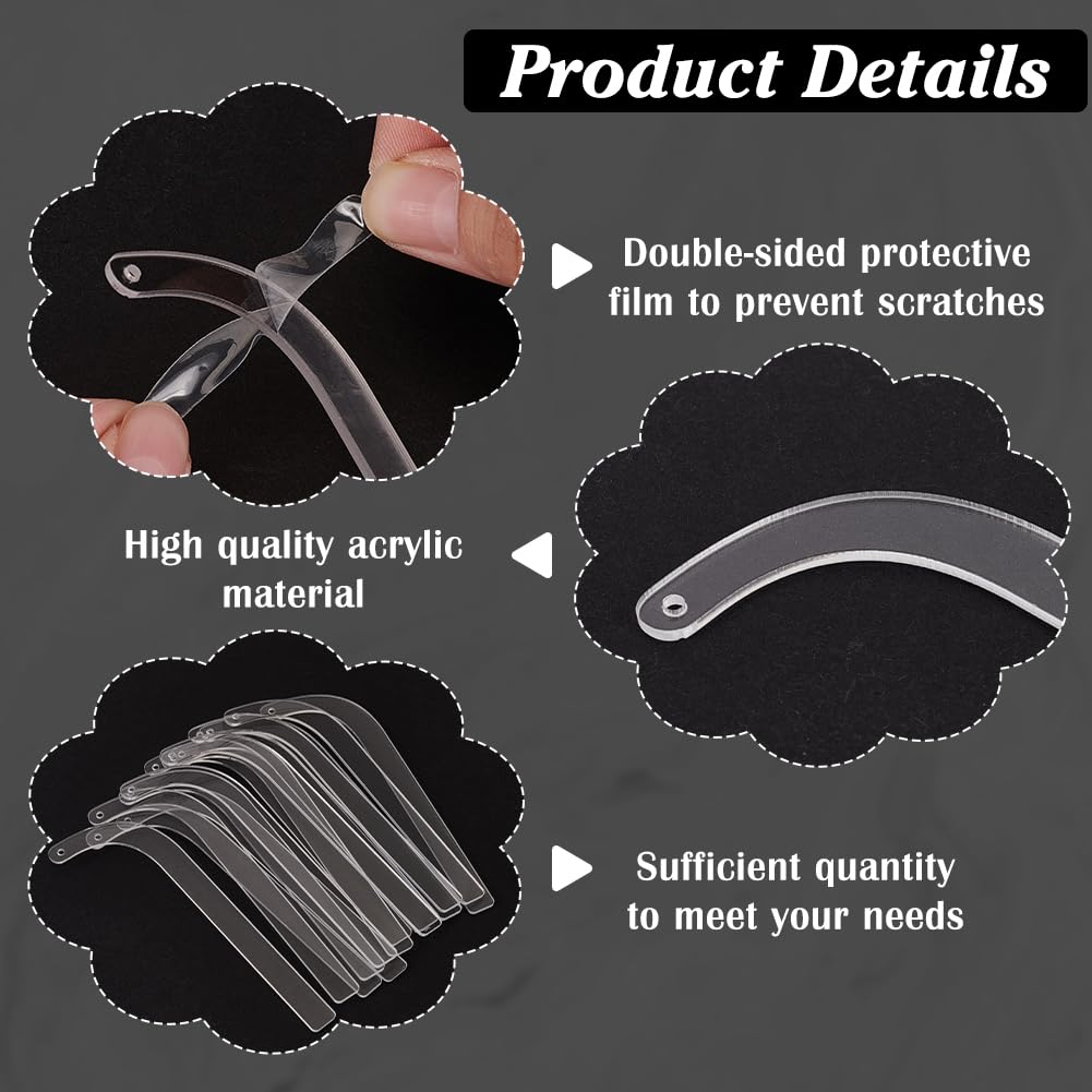 20 Pieces Acrylic Earrings Try-on Stick Clear Try-Free Earrings Display Props Tool Try-on Strip for Earrings and Studs, Ear Stud Display Curved Strip for Mall Retail Store and Home use
