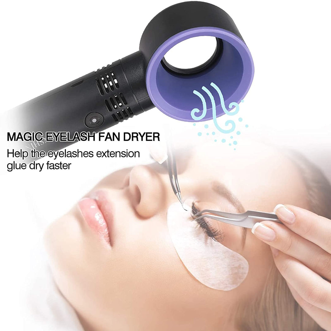 Portable USB Rechargeable Mini Fan Eyelash Fan Dryer Bladeless Handheld Fan for Eyelash Extension, Air Conditioning Blower for Essential Eyelash Extension Supplies (White 02)