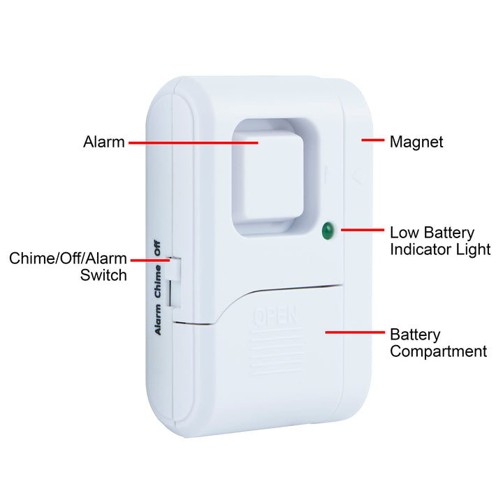 GE Personal Security Window and Door Alarm, 12 Pack, DIY Protection, Burglar Alert, Wireless Chime/Alarm, Easy Installation, Home Security, Ideal for Home, Garage, Apartment and More, White, 45989